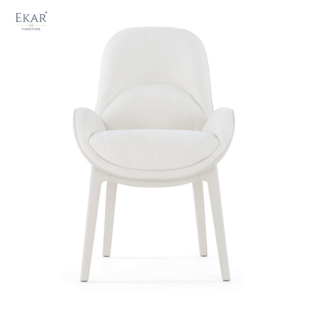 EKAR Modern Fully Upholstered Dining Chair with Curved Arms