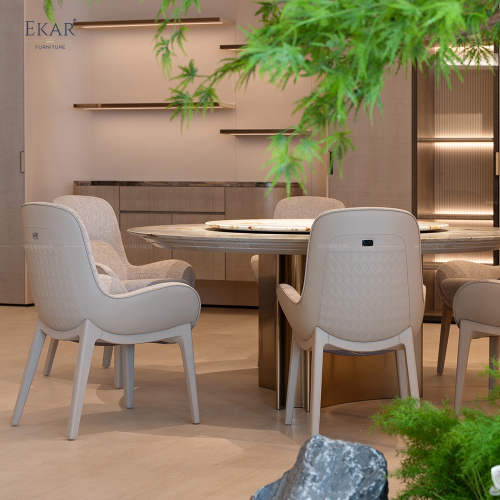 EKAR Modern Fully Upholstered Dining Chair with Curved Arms