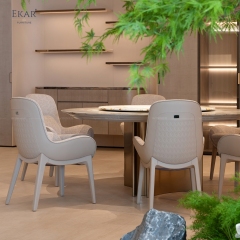 EKAR Modern Fully Upholstered Dining Chair with Curved Arms