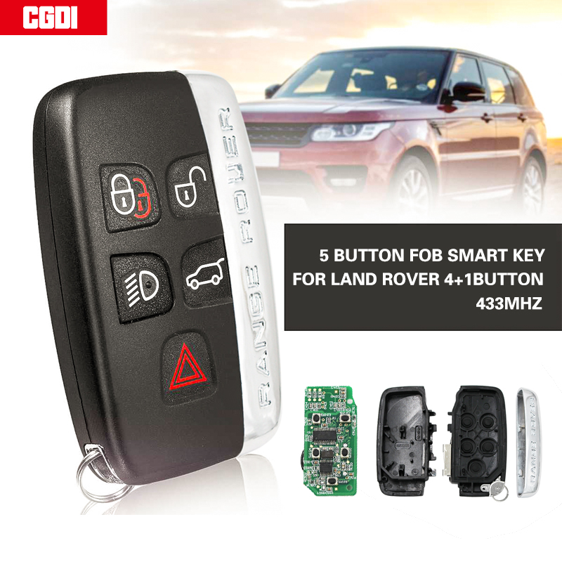 Ключ автомобиля автомобиля смарт-карты дистанционного управления CGDI для кнопки Land Rover 4 + 1 с малым ключом 433MHz / 315MHz
