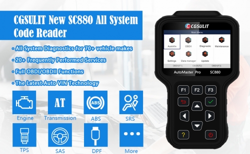 CGSULIT SC880 Car Diagnostic OBD2 Scanner For Full Systems Car Code Reader