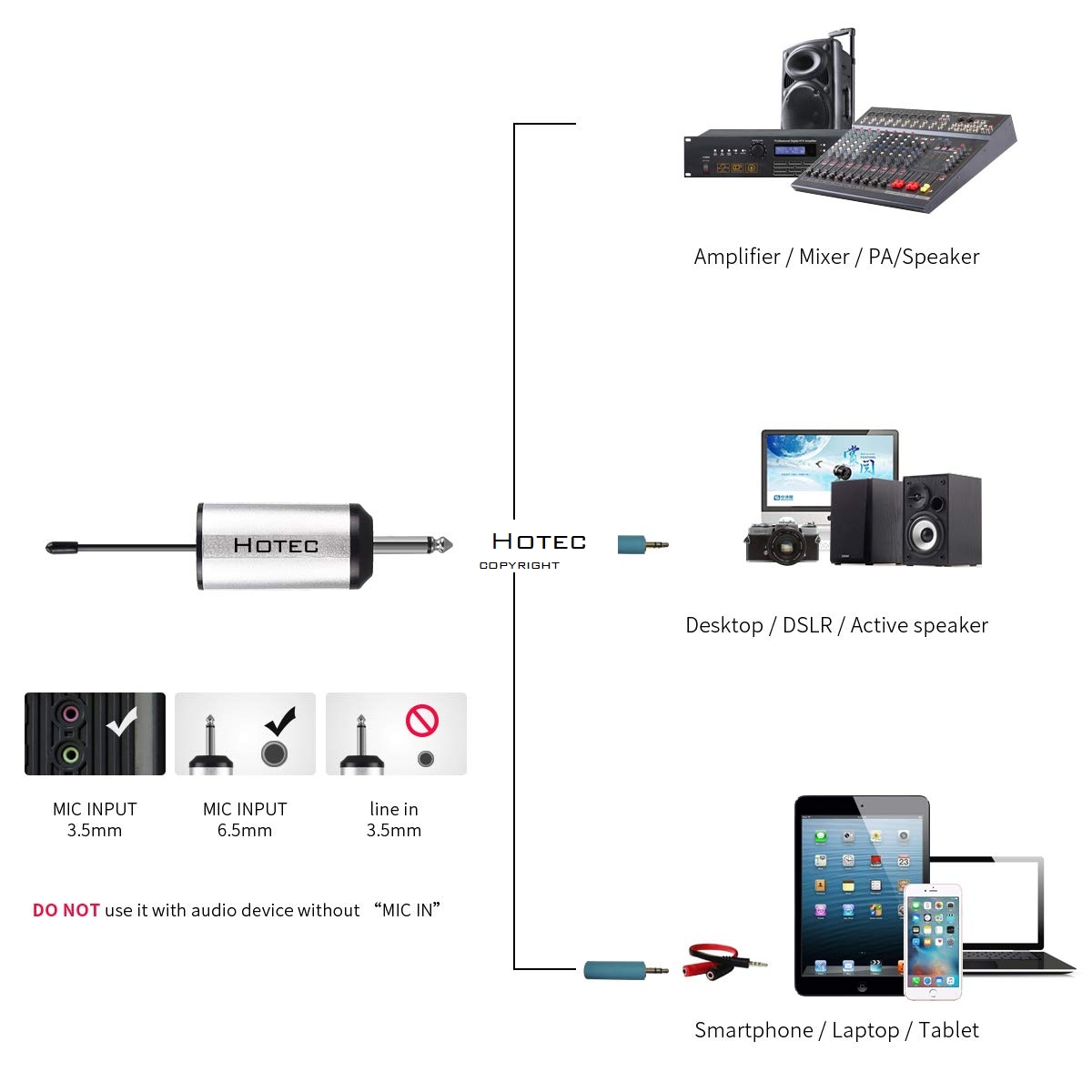 Hotec UHF Wireless Headset Microphone 