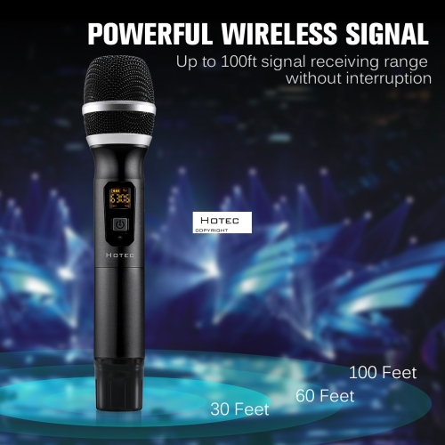 Rechargeable Wireless Microphone Battery 2000mAh UHF Dual Handheld Mic with  Rechargeable Receiver For Karaoke Party Home Meeting