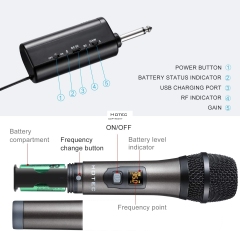 Hotec UHF Wireless Dual Handheld Microphones H-U26C