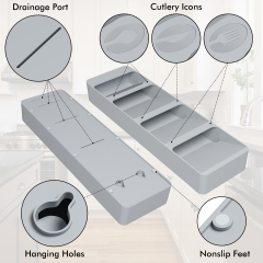 Hotec Kitchen Drawer Organizer Tray, 2 pack