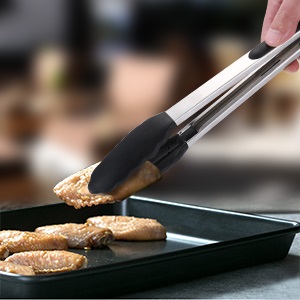 Silicone Kitchen Tongs, for cooking, Heat Resistant 480°F, Stainless Steel  Metal