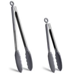 HOTEC Silicone Kitchen Tongs-Grey