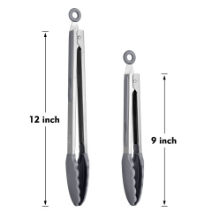 HOTEC Silicone Kitchen Tongs-Grey