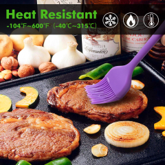 HOTEC Silicone Heat Resistant Marinading Meat Grill Basting Pastry Brush for Oil Butter Sauce Sausages Desserts Turkey Baster Grill Barbecue, Multicolor