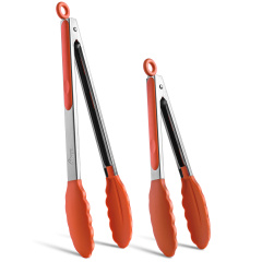 HOTEC Silicone Kitchen Tongs-Orange