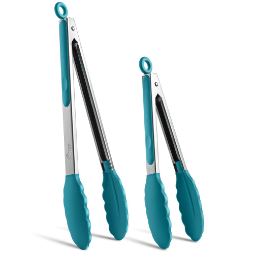 HOTEC Silicone Kitchen Tongs-Turquoise