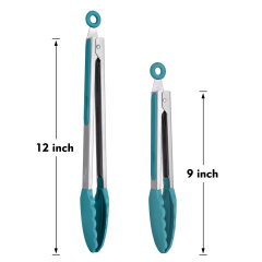 HOTEC Silicone Kitchen Tongs-Turquoise