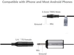 Hotec 3.5mm Male to 1/4” TS Female Audio Adapter