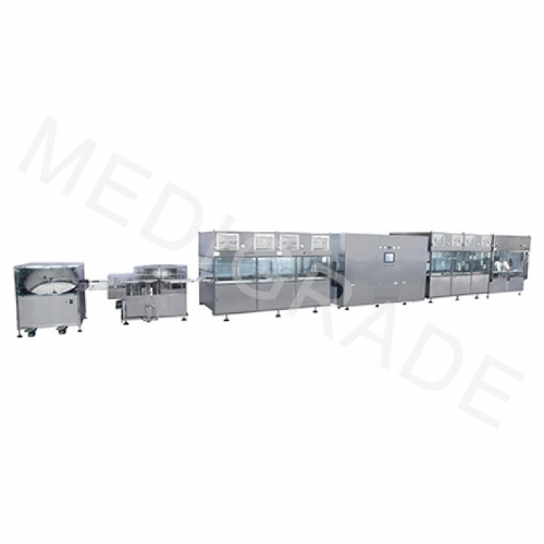 Three -piece sets" eye drop tunnel type hydrogen peroxide sterilization linkage production line