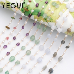 YEGUI C81,jewelry accessories,18k gold plated,0.3 microns,diy chain,natural stone,diy chain necklace,jewelry making,1m/lot