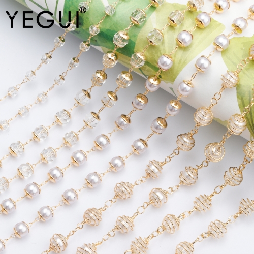 YEGUI C119,jewelry accessories,diy chain,18k gold plated,0.3 microns,zircon pearl,diy bracelet necklace,hand made,1m/lot