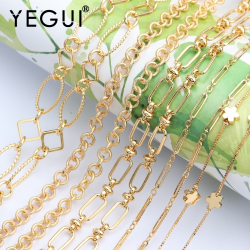 YEGUI C54,18k gold plated,0.3 microns,jewelry accessories,goldon chain,jewelry making,jewelry findings,diy chain necklace,1m/lot