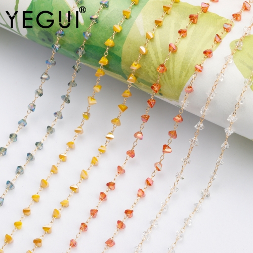 YEGUI C167,diy chain,hand made,18k gold plated,0.3microns,copper metal,crystal,charm,diy bracelet necklace,jewelry making,2m/lot