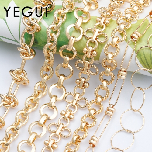 YEGUI C170,diy chain,18k gold plated,0.3microns,hand made,copper metal,charms,diy bracelet necklace,jewelry making,1m/lot