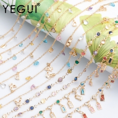 YEGUI C83,jewelry accessories,diy chain,18k gold plated,0.3 microns,zircon,hand made,jewelry making,diy bracelet necklace,1m/lot