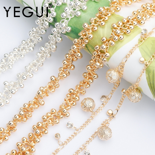 YEGUI  C87,jewelry accessories,18k gold plated,0.3 microns,diy chain,CCB,hand made,jewelry making,diy bracelet necklace,1m/lot
