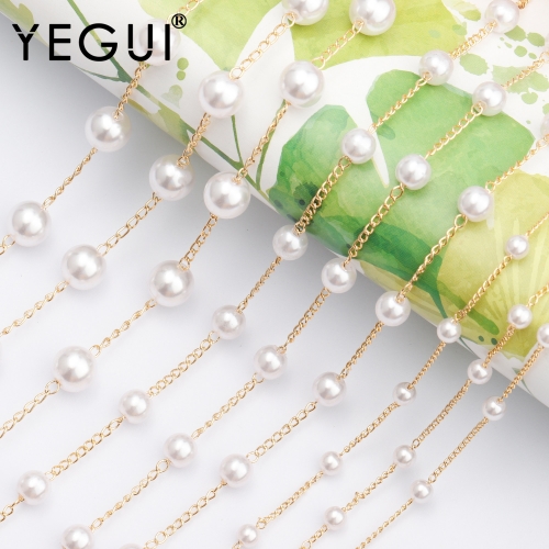 YEGUI C104,jewelry accessories,18k gold plated,0.3 microns,chain,plastic pearl,diy bracelet necklace,jewelry making,3m/lot