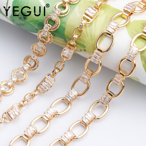YEGUI C129,diy chain,jewelry accessories,18k gold plated,0.3 microns,hand made,jewelry making,diy bracelet necklace,50cm/lot