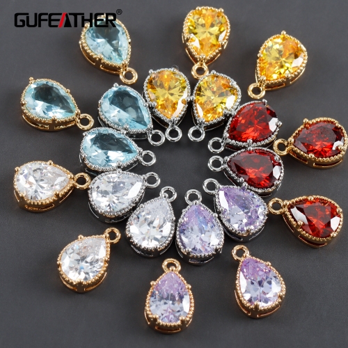 GUFEATHER M998,jewelry accessories,18k gold plated,copper metal,rhodium plated,zircons,diy earrings,jewelry making,10pcs/lot