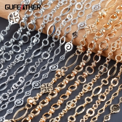 GUFEATHER C210,diy chain,18k gold plated,copper metal,rhodium plated,hand made chain,jewelry making,diy bracelet necklace,1m/lot