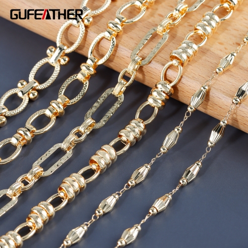 GUFEATHER C207,diy chain,18k gold plated,0.3microns,copper metal,hand made chain,diy bracelet necklace,jewelry making,1m/lot