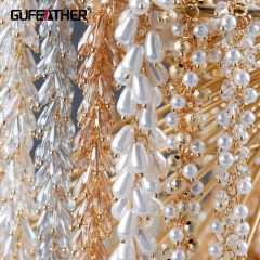 GUFEATHER C212,diy chain,18k gold plated,copper metal,plastic pearl,crystal,hand made,diy necklace,jewelry making,50cm/lot
