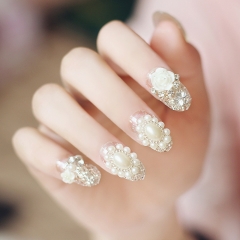 False Nail Tips Bling French Fake Nails for Women and Girls