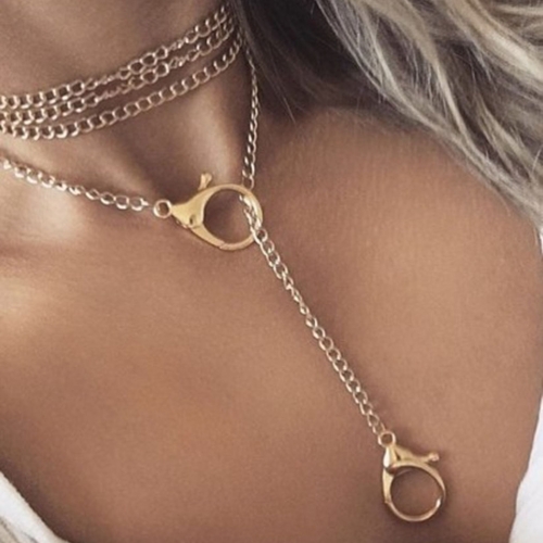 Boho Choker Necklace Gold  Beach Layered Necklaces Chain Pendant Jewerly for Women and Girls