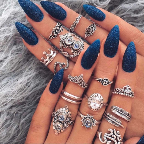Edary Boho Joint Knuckle Rings Silver Stackable Ring Sets Rhinestone Finger Rings Jewelry for Women and Girls (15PCS)