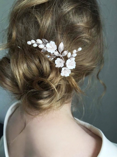 Unicra Flower Bride Wedding Hair Pins Leaf Bridal Hair Pieces Pearl Hair Accessories for Women and Girls