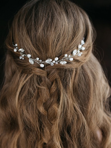 Unicra Crystal Wedding Hair Vine Opal Rhinestone Bridal Headpiece Pearl Hair Accessories for Bride and Bridesmaids