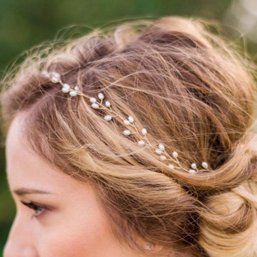 Unicra Pearl Bride Wedding Headband Bridal Hair Vine Headpieces Hair Accessories for Women and Girls