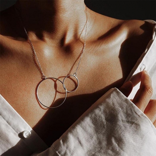 Simple Circle Necklace Gold Ring Necklaces Chain Jewelry for Women and Girls