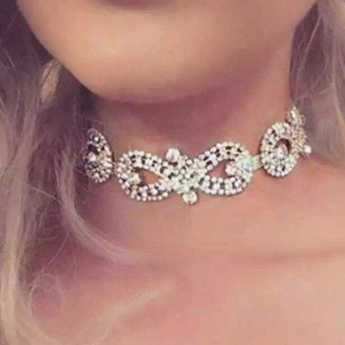 Party Crystal Choker Necklace Chain Simple Choker Jewelry for Women and Girls