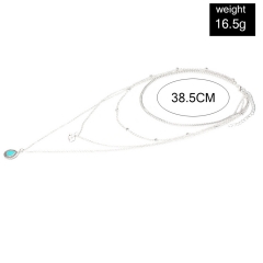 Layered Necklace Silver Turquoise Pendant Necklaces Chain Elephant Choker Jewelry for Women and Girls