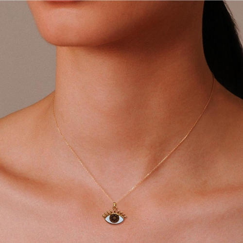 Simple Necklace Gold Eyes Pendant Necklaces Chain Jewelry for Women and Girls