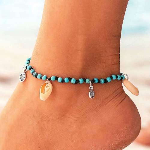 Zoestar Boho Beaded Anklet Colorful Shell Ankle Bracelet Summer Beach Conch Ankle Foot Jewelry for Women and Girls