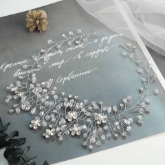 Unicra Bride Wedding Hair Vine Flower Headband Crystal Head Piece Pearl Hair Accessory Jewelry for Women and Girls