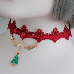 Christmas Tree Pendants Lover Necklaces Costume Necklace Adjustable Chain Beach Jewelry for Women and Girls(Gold)