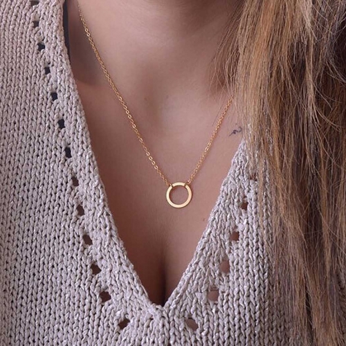 Simple Necklaces Chain Gold Circle Choker Jewelry for Women and Girls