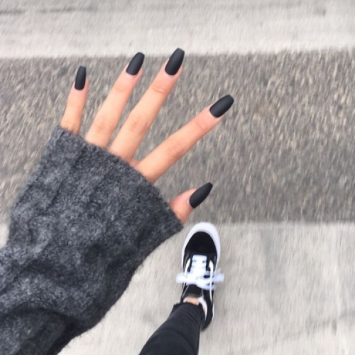 Coffin Black Matte Fake Nails Press On Nails