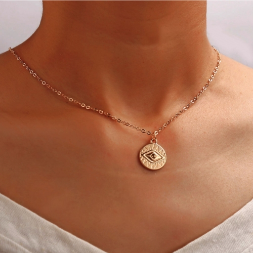 Simple Necklace Gold Eyes Pendant Necklaces Chain Jewelry for Women and Girls