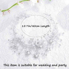 Unicra Bride Wedding Hair Vine Flower Headband Crystal Head Piece Pearl Hair Accessory Jewelry for Women and Girls