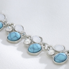 Zirosmo Boho Necklace Chain Silver Turquoise Jewelry for Women and Girls