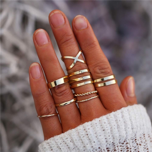 Edary Boho Rings Gold Joint Knuckle Ring Set Stackable Hand Jewelry for Women and Girls(8 PCS)